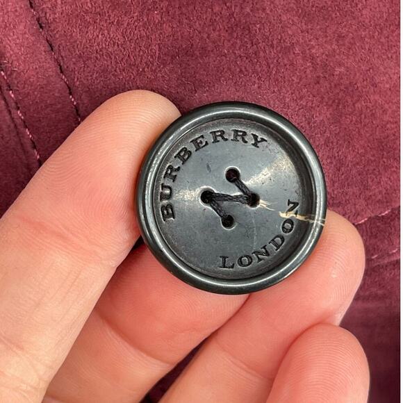 Burberry Burgundy Suede Shearling Haddingcroft Double Breasted Jacket US size 2 - Picture 7 of 16